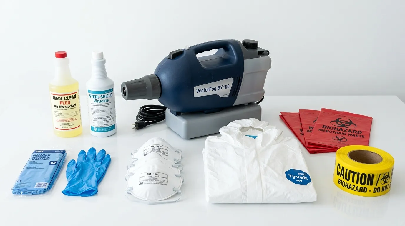 Professional biohazard remediation crew working in Bensenville